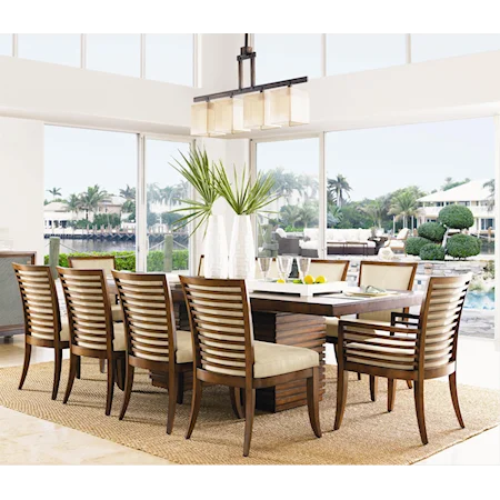 11 Piece Peninsula Dining Table & Kowloon Quickship Chair Set